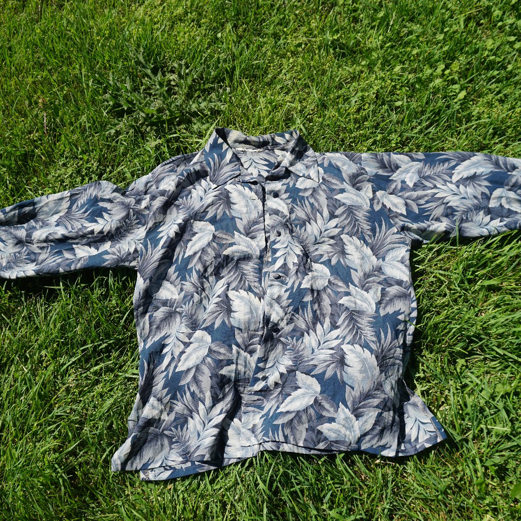 Unique Blue Botanical Button-Down